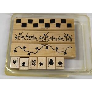 Vintage 2002 Stampin Up! 2 Step Border Builders 9pc Stamp Set New Used Stamps